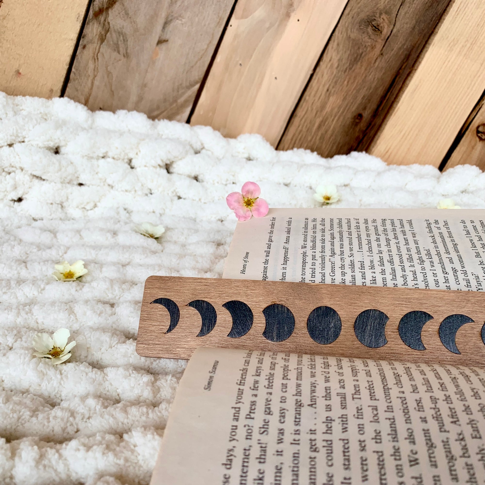 Beautiful Wooden Bookmark Moon Phase Original Gift Emmanuelle Snow Romance Author