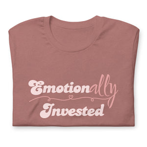 Folded Emotionally invested T-shirt for romantic readers by Emmanuelle Snow