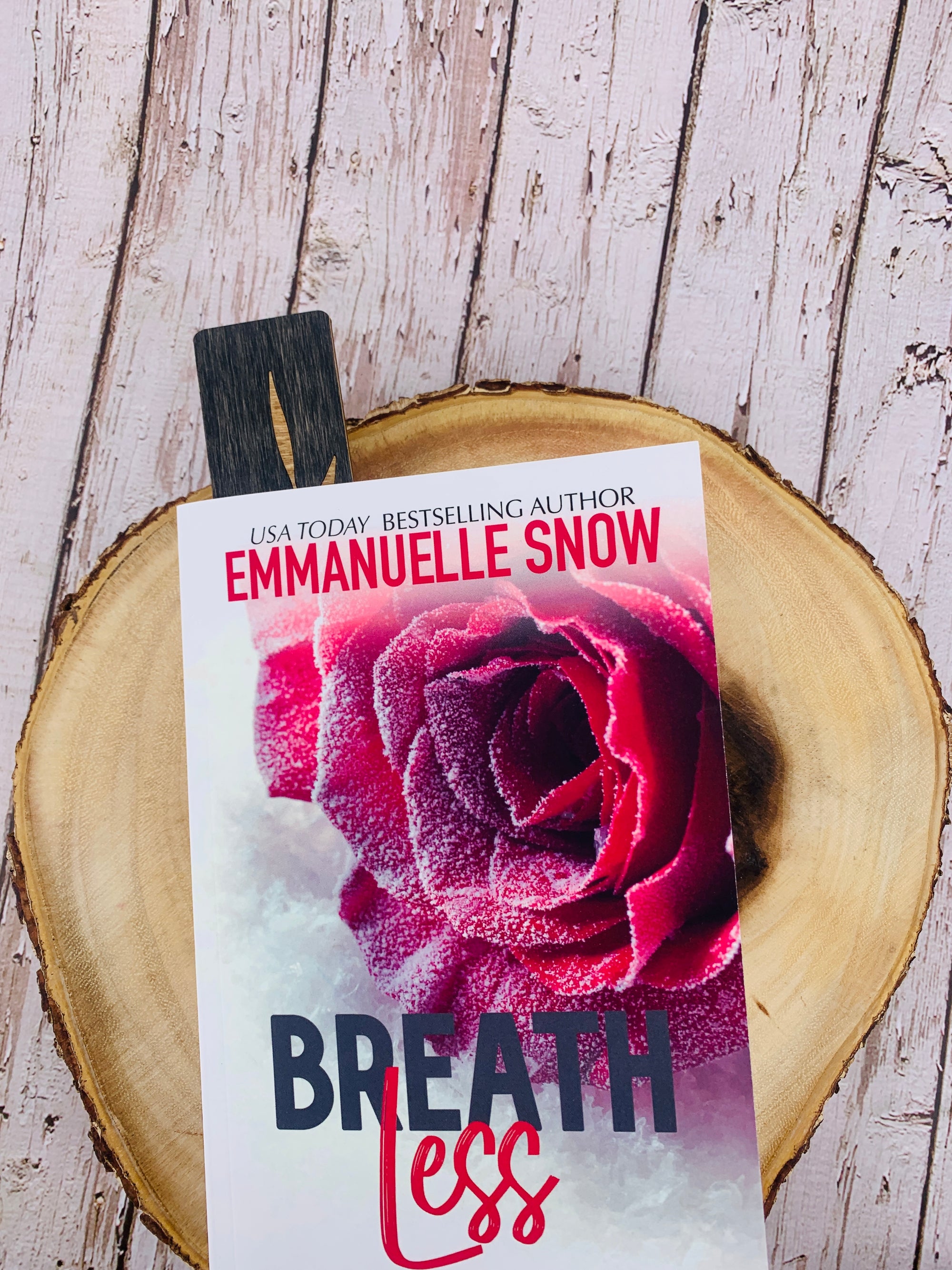 Dark Wooden Bookmark Leaf Insertion Breathless Emmanuelle Snow Emotional Realistic Romance Like Colleen Hoover  