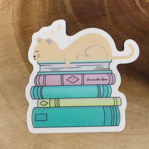 catlover booklover bookstack decal read cat relax single reader avid animal lover Emmanuelle Snow contemporary collection romance author free shipping