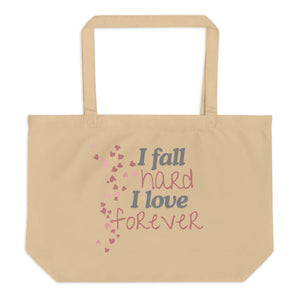  I Fall Hard I Love Forever tote bag for romantic fiction book lovers by Emmanuelle Snow