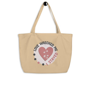 Love Wrecked Me I Stayed tote bag for romantic fiction book lovers by Emmanuelle Snow