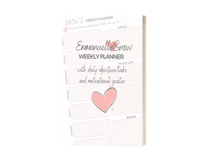 Weekly planner with motivational quotes