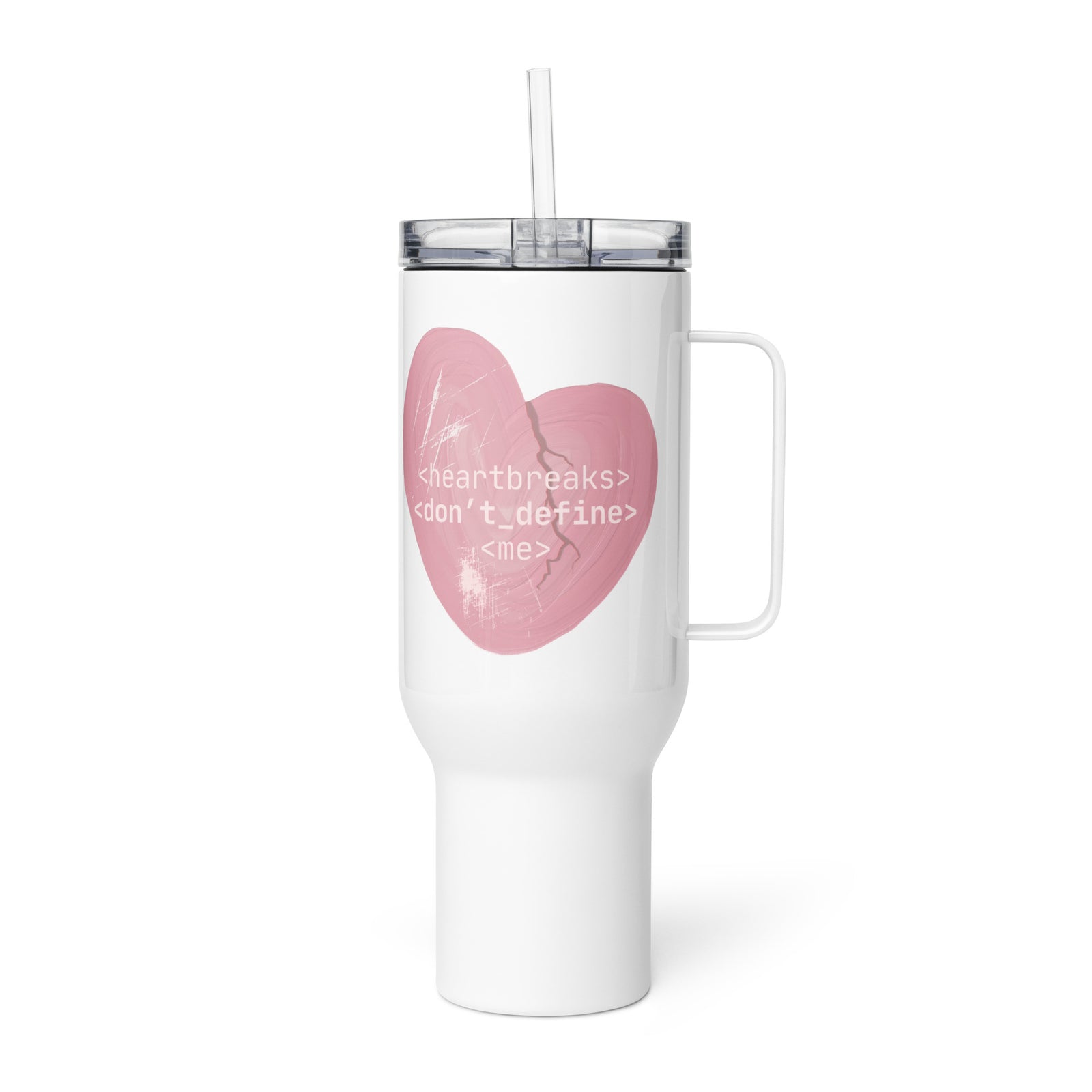 hearts don't define me travel mug for romance readers by Emmanuelle Snow