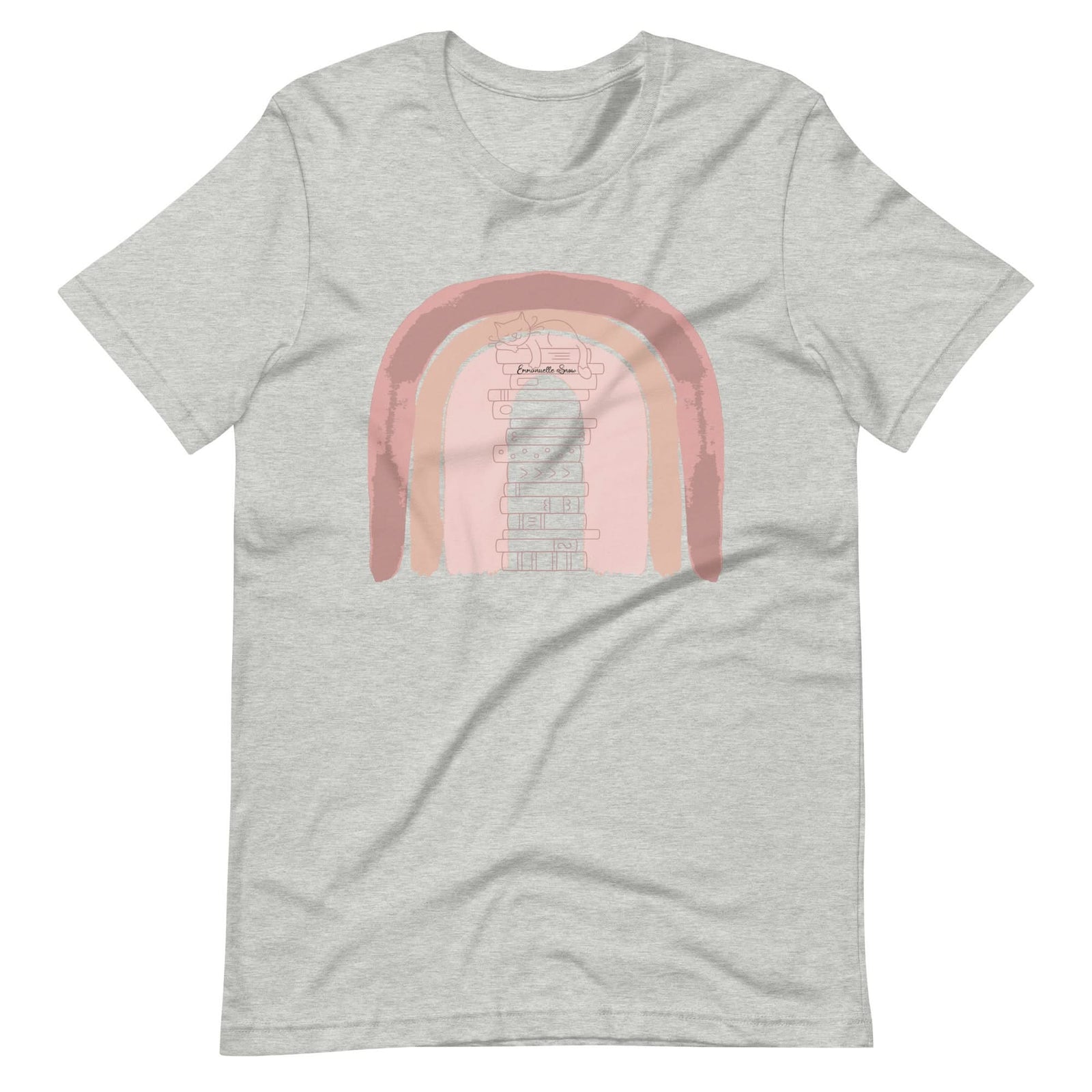 Stack of Books Cat T-shirt - Author Emmanuelle Snow Bookshop
