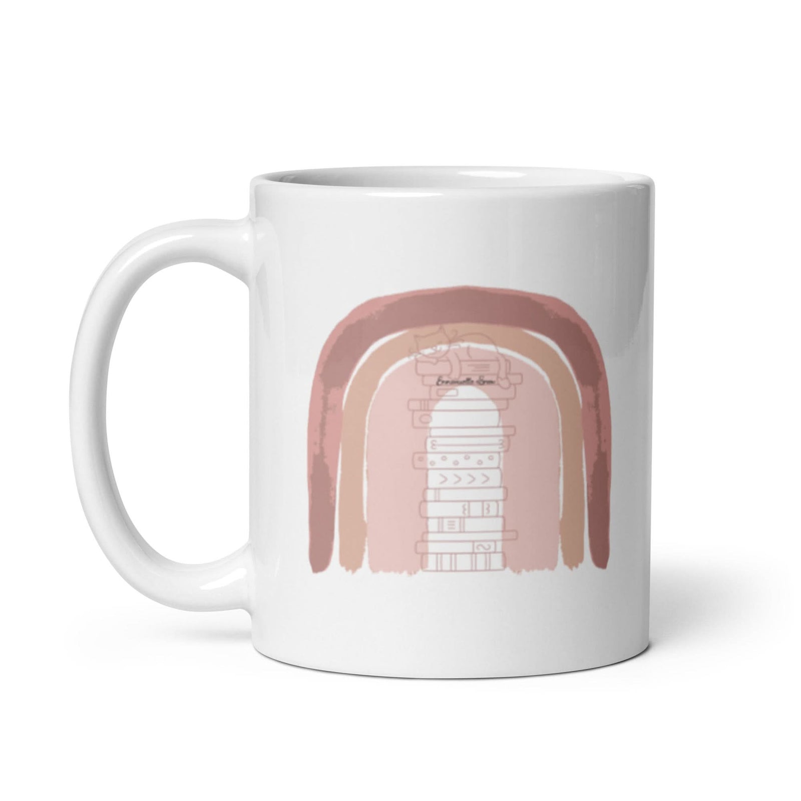 Book Stack and Cat Mug - Author Emmanuelle Snow Bookshop