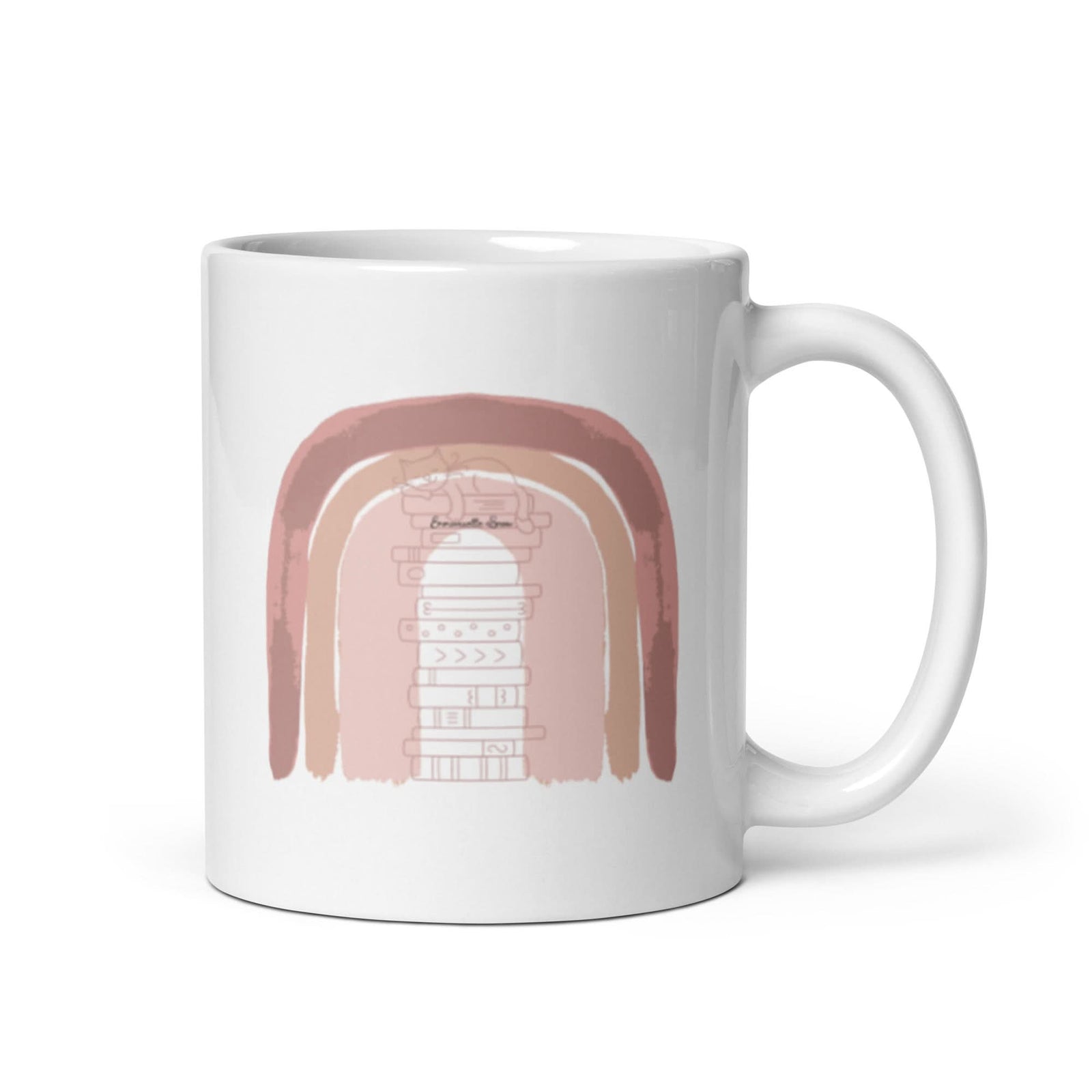 Book Stack and Cat Mug - Author Emmanuelle Snow Bookshop
